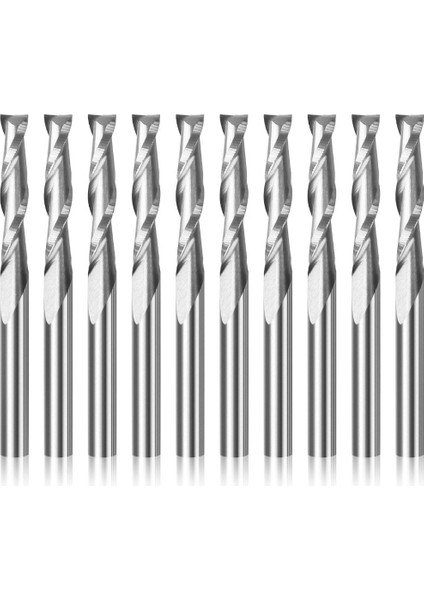 3.175X3.175X12 10 Adet 3.175 1/8 Shank 2 Flüt Spiral Freze Kesicisi Cnc Düz Burun End Mill Gravür Yönlendirici Bit Ahşap Karbür Aracı Freze (Yurt Dışından)