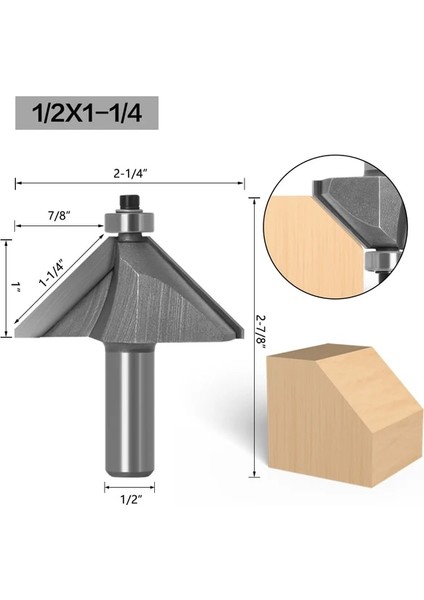 12.7mm Sap 12.7X31.75 1 Adet 1/4 "1/2" Şaft Pah Kesici Freze Uçları Ahşap At Burun Ucu 45 Derece Cnc Ağaç Işleme Aletleri Iki Flüt Freze (Yurt Dışından)