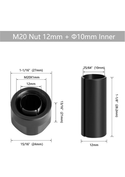 M20 ve 12-10MM Lavıe Oyma Makinesi Pens Kesme Makinesi Ağaç Işleme Aksesuarları Adaptörü Er Kelepçe Somunu -C Somun Pollet (Yurt Dışından)