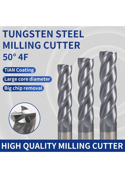 4f D1XD4X50L 5 Adet End Mill HRC50 4 Flüt 4mm 6mm 10MM 16MM 20MM Alaşım Karbür Freze Tungsten Çelik Freze Kesici End Mill Cnc Aracı (Yurt Dışından)