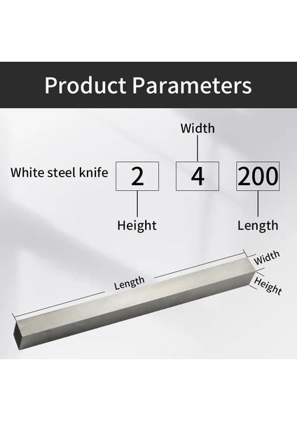 2X25X200 Beyaz 1 Adet Yüksek Hız Çeliği Beyaz Çelik Bıçak Çıtası Dıy Şerit Söndürülmüş Çelik Sertlik Hassas Damgalama Malzemesi 1.5*8*200 10*12*200 (Yurt Dışından)