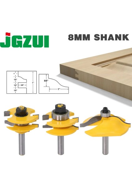 2 Adet 8mm Shank Yüksek Kaliteli Yükseltilmiş Panel Dolap Kapı Yönlendirici Bit Seti-3 Bit Ogee Ağaç Işleme Kesici Ağaç Işleme Freze Uçları (Yurt Dışından) fiyatları