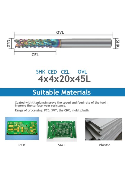 8.0X35X70L 1 Adet 3.175 4 5 6 8mm Shank Dlc Kaplama Pcb Freze Kesici Cnc Gravür Uçları Mısır End Mill Freze Aletleri Devre (Yurt Dışından)