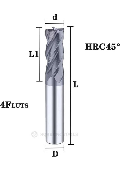 D8X8DX45X150L 4FHRC45 Karbür Yarıçapı Uç Kesici Değirmen Alüminyum Cnc Freze Kesici Metal Tungsten Çelik Cnc Işleme Endmils (Yurt Dışından)