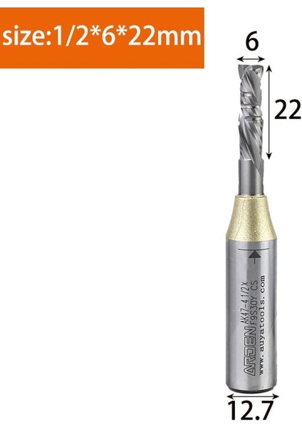 12.7X6X22 Arden Bileşik Spiral Yönlendirici Bit Çift Kaplama Kesme Bıçağı Cnc Oyma Makinesi Ağaç Işleme Kesme Aleti AK47-4 (Yurt Dışından)