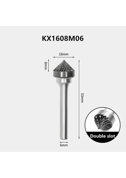 KX1608M06 90° Konik Tungsten Çelik Döner Eğe 6mm Shank Metal Taşlama Kafası Karbür Döner Çapak Oyma Freze Kesici K KX0603 1608M06 (Yurt Dışından)