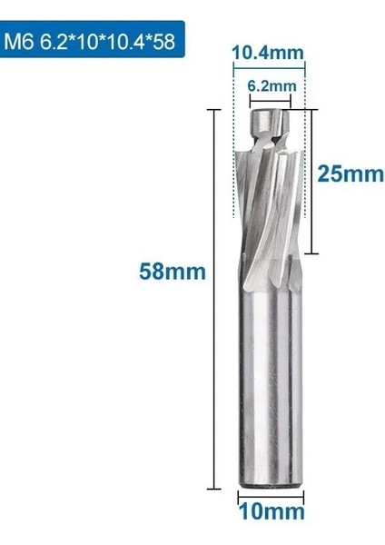 6.2X10X10.4X58 Xcan 1 Adet 4 Flüt Hss Havşa Uçlu Değirmen M3.2-M20 Pilot Planya Ucu Freze Kesici Ahşap/metal Delme Havşa Değirmeni (Yurt Dışından)