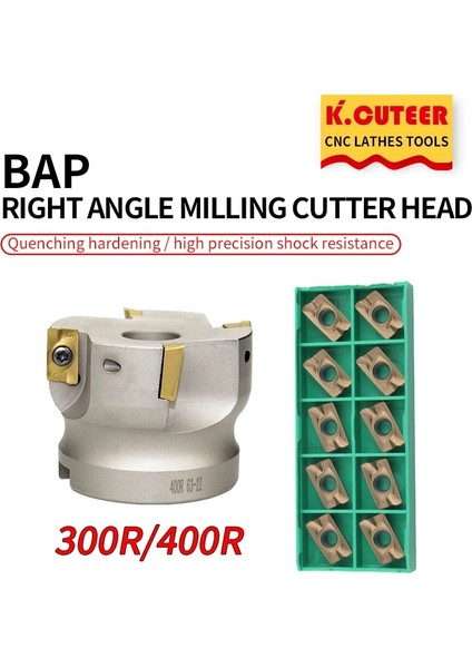 Uç Yok Bap 400R 50-25.4-4t Bap 300R/400R 40-22-4t 50-22-5t 63-22-5t 80-27-5t 100-32-6T APMT1135/1604 Için Cnc Freze Için Dik Açılı Yüzey Freze Kesicisitorna (Yurt Dışından)
