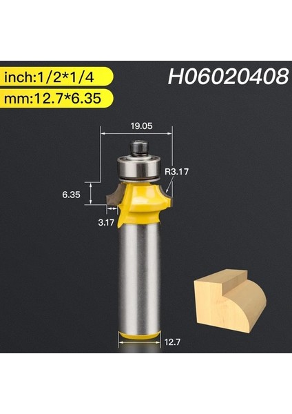 H06020408 Lıdıao Tungsten Karbür Freze Uçları Ahşap Freze Kesicisi Marangozluk Aletleri 6.35MM Shank Cnc Köşe Yuvarlak Ağaç Işleme Aletleri (Yurt Dışından)