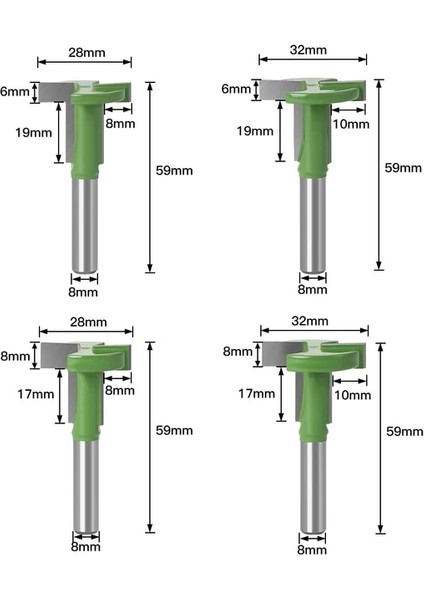 4 Adet 4 Adet Set 8mm Shank T-Yuvası Yönlendirici Bit Düz Kenar Planya Freze Kesicisi Kesme Ahşap Ağaç Işleme Kolu (Yurt Dışından)