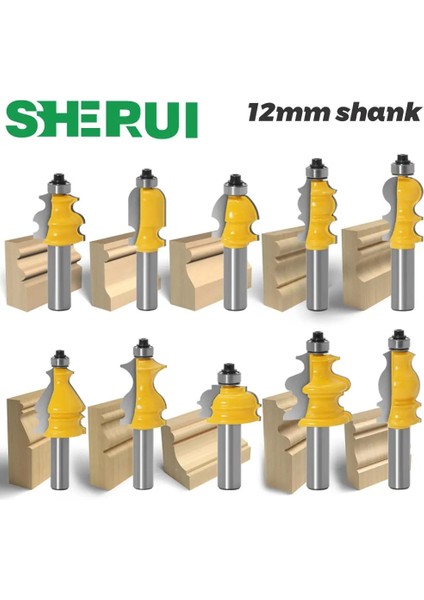 No4 12MM Sap 10 Adet 12MM Sap Mimari Kalıplama Küpeşte Freze Uçları Seti Muhafaza Tabanı Cnc Hattı Ağaç Işleme Kesiciler Yüz Değirmeni (Yurt Dışından)