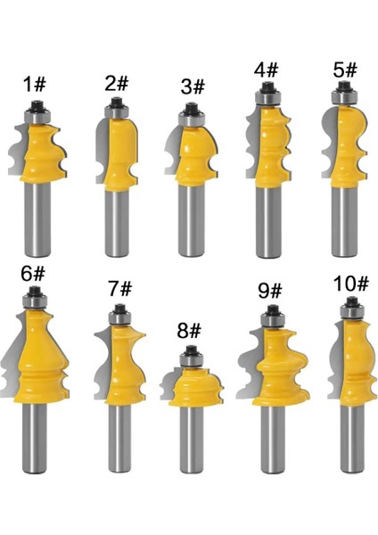 No4 12MM Sap 10 Adet 12MM Sap Mimari Kalıplama Küpeşte Freze Uçları Seti Muhafaza Tabanı Cnc Hattı Ağaç Işleme Kesiciler Yüz Değirmeni (Yurt Dışından)