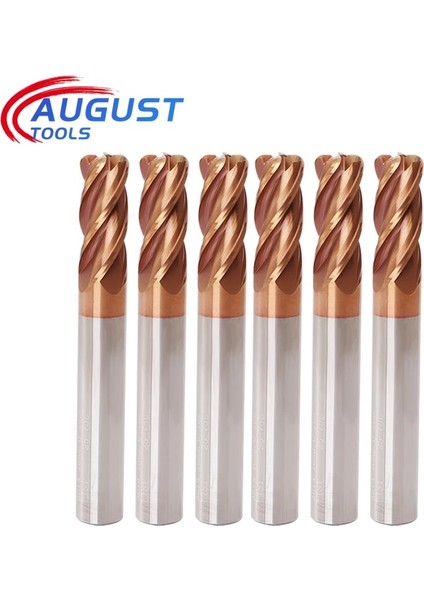 5R0.5X13X6DX50L Augusttool Köşe Yarıçapı End Mill Cnc R Boğa Burun Freze Kesicisi Tungsten Karbür Çelik Metal Yönlendirici Aracı R0.5 R1 4 Flüt (Yurt Dışından) modelleri