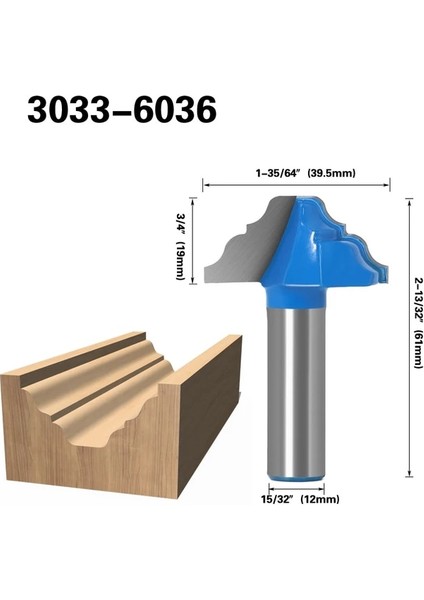12 Sap 3033-6036 1 Adet 12MM Shank Ağaç Işleme Kapı Çerçevesi Dantel Bıçak Kapı Gravür Profilli Dantel Kabine Gravür Bıçağı Yönlendirici Bit (Yurt Dışından)