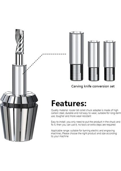 8mm Ila 6.35MM Xcan Yönlendirici Bit Adaptörü Pens 6 6.35 8 10 12 12.7mm Cnc Freze Kesicisi Hassas Chuck End Mill Adaptörü Takım Tezgahı Tutucu (Yurt Dışından)
