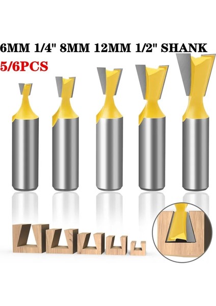 5 Adet 8mm Sap 14 Derece Çubuk Kırlangıç Ahşap Yönlendirici Bit Kırlangıç Kuyruğu Ağaç Işleme Gravür Freze Araçları Ahşap Kesici 6/6.35/8/12/12.7mm Shank (Yurt Dışından) fiyatları
