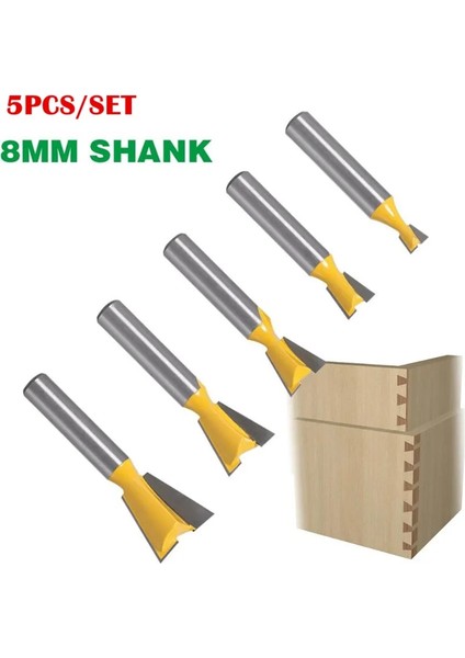 5 Adet 8mm Sap 14 Derece Çubuk Kırlangıç Ahşap Yönlendirici Bit Kırlangıç Kuyruğu Ağaç Işleme Gravür Freze Araçları Ahşap Kesici 6/6.35/8/12/12.7mm Shank (Yurt Dışından) modelleri