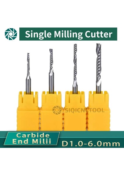 D6X17X6DX50L Spiral Uçlu Değirmen 3.175/4/5/6/8MM Shank Tek Flüt Freze Kesiciler 3D Cnc Freze Ucu Gravür Kesim Akrilik Ahşap Alüminyum (Yurt Dışından) fiyatları