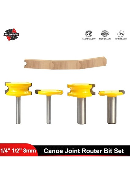 2 Adet 12.7mm Hampton Kano Ortak Yönlendirici Bit Seti 1/4 "1/2" 8mm Shank Karbür End Mill Ağaç Işleme Zıvana Kesici Flüt ve Boncuk Yönlendirici Bit (Yurt Dışından)