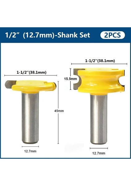2 Adet 12.7mm Hampton Kano Ortak Yönlendirici Bit Seti 1/4 "1/2" 8mm Shank Karbür End Mill Ağaç Işleme Zıvana Kesici Flüt ve Boncuk Yönlendirici Bit (Yurt Dışından)