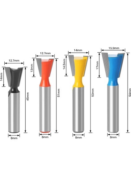 8X12.7B 1 Adet 8mm Shank Kırlangıç Ortak Freze Uçları Seti 14 Derece Ağaç Işleme Gravür Bit Freze Kesici Ahşap (Yurt Dışından) modelleri