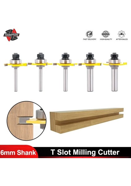 6mm Şaft Freze Kesici T Yuvası Oluk Ortak Montaj Yönlendirici Ucu 6MM/8MM/12MM 1/4 "1/2" Şaft 3 Flüt Ahşap Freze Aracı (Yurt Dışından) fiyatları