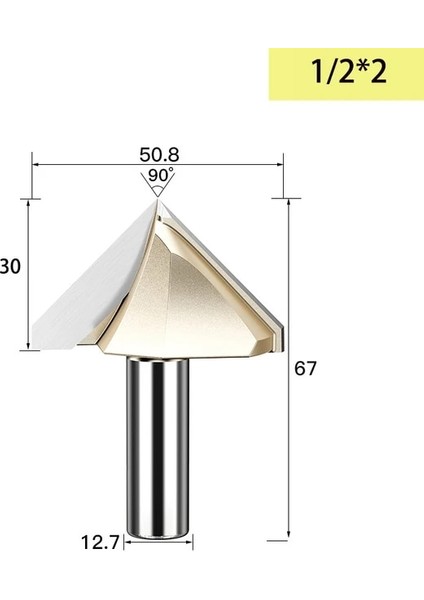 V00101 Tideway 90 Derece V Tipi Ağaç Işleme Freze Kesici Karbür Cnc Router Bit V Oluk Ahşap Mdf Kesme Planya Gravür (Yurt Dışından)