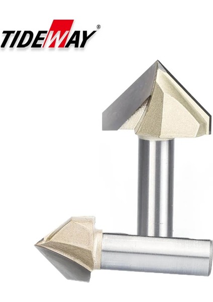 V00101 Tideway 90 Derece V Tipi Ağaç Işleme Freze Kesici Karbür Cnc Router Bit V Oluk Ahşap Mdf Kesme Planya Gravür (Yurt Dışından)