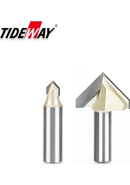 V00101 Tideway 90 Derece V Tipi Ağaç Işleme Freze Kesici Karbür Cnc Router Bit V Oluk Ahşap Mdf Kesme Planya Gravür (Yurt Dışından)