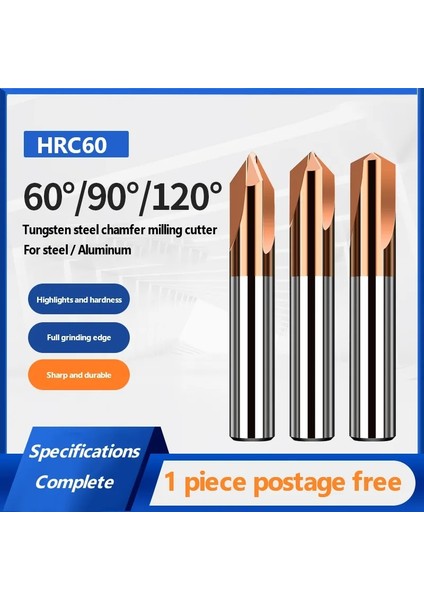 9X75,90 Derece HRC65 Mavi Kaplama HRC60 Pah Frezesi 60 90 120 Derece 3 Flüt Karbür Köşe Havşa Pah Kırma Frezesi Çapak Alma Kenarları V Grove Router (Yurt Dışından) fiyatları