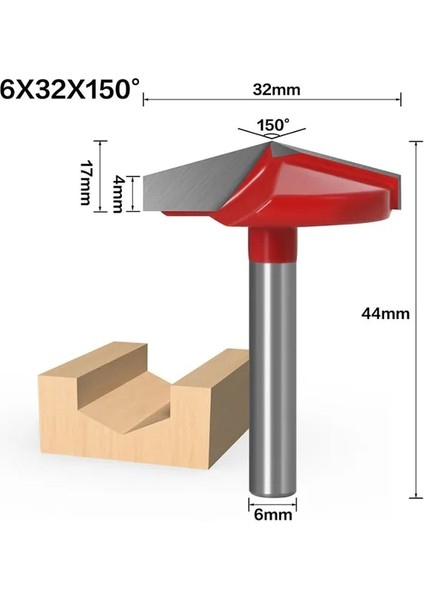 6X32X150 6mm Shank 3D V Şeklinde Bilgisayar Oyma Bıçağı Cnc Katı Karbür Parmak Freze Kesici Ağaç Işleme Mdf Yönlendirici Bit 60/90/120/150 Derece (Yurt Dışından)