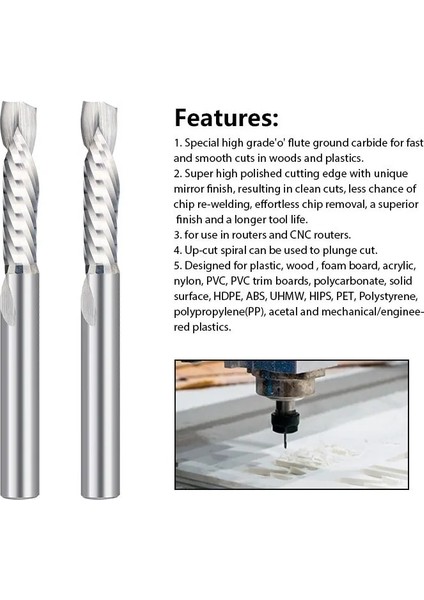 4X22X4X55 Xcan Yukarı Aşağı Kesim Tek Flüt Spiral Karbür Değirmen Aracı Kesiciler Sıkıştırma Ahşap End Mill Kesici Freze Uçları (Yurt Dışından) fırsatları