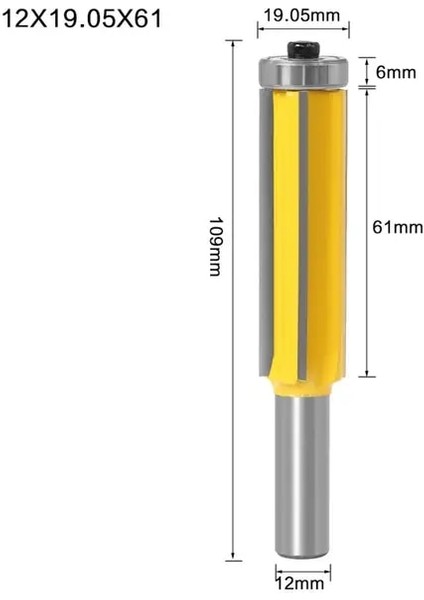 12X19.05X61 1PC12MM Gömme Trim Bit Z4 Desen Yönlendirici Bit Üst Alt Rulman Uçları Freze Kesicisi Ahşap Ağaç Işleme Aletleri (Yurt Dışından)