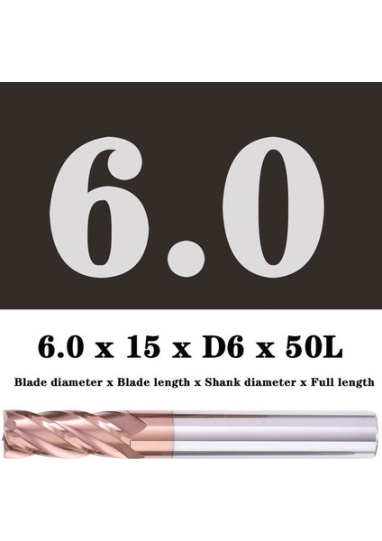 6.0X15XD6X50L Freze Kesici Alaşım Kaplama Tungsten Çelik Takım Işleme HRC55 Freze Freze Kesici Kiti Freze Tezgahları Cnc Freze Uçları (Yurt Dışından)