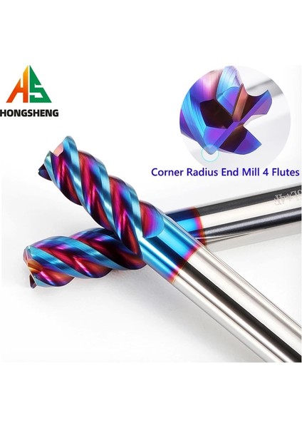 8R3X20X60L Katı Karbür Köşe Yarıçapı Frezeler HRC65 4 Flüt Nano Mavi Kaplama Cnc Araçları Parmak Frezeler R0.5 R0.2 R1 R2 ~ 8 Yüzey Işleme (Yurt Dışından) fiyatları
