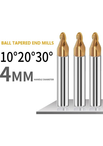 R0.3X10X20.4X4X50 Konik Bilyalı Kesici Kaplama 4 Saplı 2°30°10°40°50°60° Alaşımlı Matkap Pah Pah Oyma Makinesi Spiral Tungsten Çelik Uçlu Milli (Yurt Dışından)