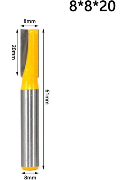 8X12X20 8mm Shank Yönlendirici Bit Alt Ahşap Temizleme Ucu Düz Freze Uçları Ağaç Işleme Freze Kesicisi Şablon Trim Menteşe Zıvana (Yurt Dışından)