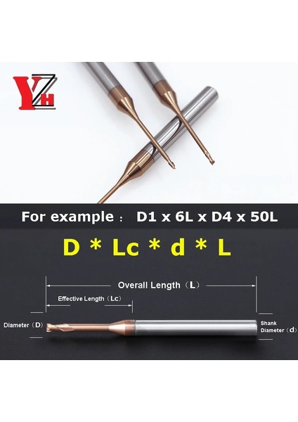 D0.3X4LXD4X50L Kaplamasız Yzh Sabit Parmak Freze HRC55 2 Kanallı Mikro Çaplı Tungsten Çelik Uzun Boşluk Uzun Boyunlu Cnc Düz Kafa D1 D1.5 D2 D2.5 D3 (Yurt Dışından)