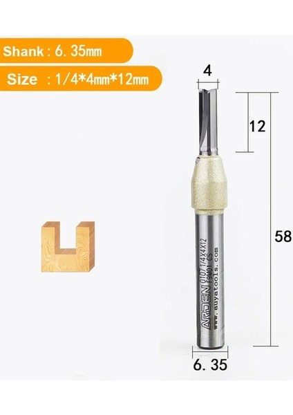 1 Adet 6.35X4X12 Arden Cnc Ağaç Işleme Aleti Tct Kırpma Düz Uçlu Freze Kesiciler Tungsten Çelik Yönlendirici Bit Mdf Kontrplak Sunta Yuvası Matkap (Yurt Dışından)