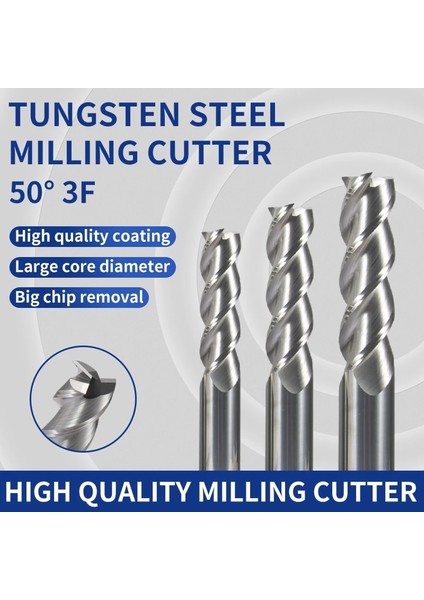 3f D3.5XD4X50L 10 Adet HRC50 3 Flüt Tungsten Çelik Freze Kesici End Mill Alaşım Kaplama Karbür 1mm 5mm 10MM 20MM Cnc Araçları Torna Için (Yurt Dışından)