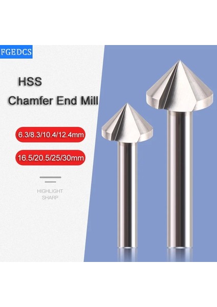 10.4XR90XD8X50L 3 Flüt Pah Bit Hss 90 Derece Paslanmaz Çelik Alüminyum Alaşımlı Havşa Pah Kırma Aracı Matkap Uçları 6.3-60MM End Mill (Yurt Dışından)