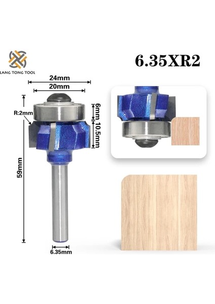 6.35MM Shank x R2 6MM/6.35MM/8MM Shank Z4 Köşe Yuvarlak Yönlendirici Bit R1 R2 R3 Trim Kenar Ağaç Işleme Değirmeni Klasik Ahşap Kesici Ucu LT096 (Yurt Dışından)