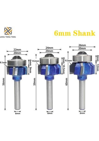 6.35MM Shank x R2 6MM/6.35MM/8MM Shank Z4 Köşe Yuvarlak Yönlendirici Bit R1 R2 R3 Trim Kenar Ağaç Işleme Değirmeni Klasik Ahşap Kesici Ucu LT096 (Yurt Dışından) modelleri