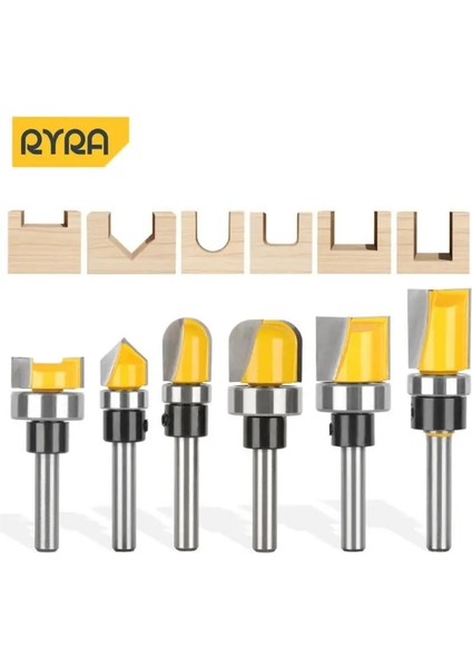 Tpye-11 Altı Parçalı Set Rulman Kombinasyonu Bıçak Kesme Ağaç Işleme Araçları Freze Ahşap Köşe Yuvarlama Yönlendirici Bit (Yurt Dışından) fiyatları