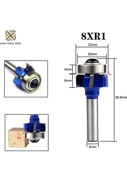 8mm Shank x R1 6MM/6.35MM/8MM Shank Z4 Köşe Yuvarlak Yönlendirici Bit R1 R2 R3 Trim Kenar Ağaç Işleme Değirmeni Klasik Ahşap Kesici Ucu LT096 (Yurt Dışından)