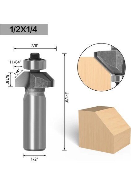 6.35MM Sap 12.7x6.35 1 Adet 1/4 "1/2" Şaft Pah Kesici Freze Uçları Ahşap At Burun Ucu 45 Derece Cnc Ağaç Işleme Aletleri Iki Flüt Freze (Yurt Dışından)