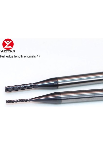 D1.0-6 Yuzetools 4 Flüt Mikro Çaplı Karbür Freze Kesici 1.0 ~ 4.0mm Alaşımlı Çelik Uzun Boyunlu Derin Oluk Tungsten Frezeler Mini (Yurt Dışından)
