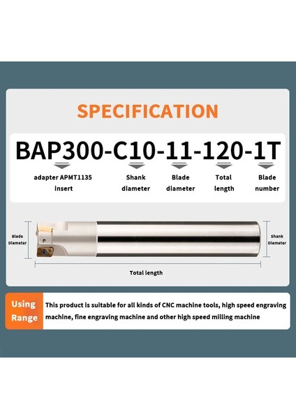 300R C20-21-120-2T Al BAP300R Freze Kesici APMT1135 Cnc Kesici Freze Takım Tutucu Kaba Işleme Dik Açılı Cnc Delik Işleme Çubuğu APKT1135 Kesici Uç (Yurt Dışından)