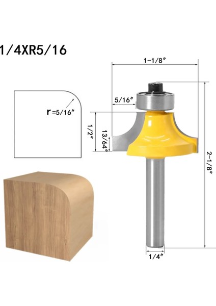 6mm Şaft No4 1/4 "8mm 6mm Shank Yuvarlak Kenar Yönlendirici Bit Yarıçapı 1/8" 1/4 "1/2" 3/8 "ağaç Işleme Freze Kesicisi Karbür (Yurt Dışından)