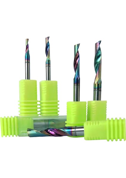 1 Adet 3.175X3.175X22 Vsharp 3.175MM 1f Dlc Renkli Kaplama Spiral Uçlu Değirmen Cnc Tek Flüt Alüminyum Freze Kesici Alüminyum Levha Gravür Kesme (Yurt Dışından)